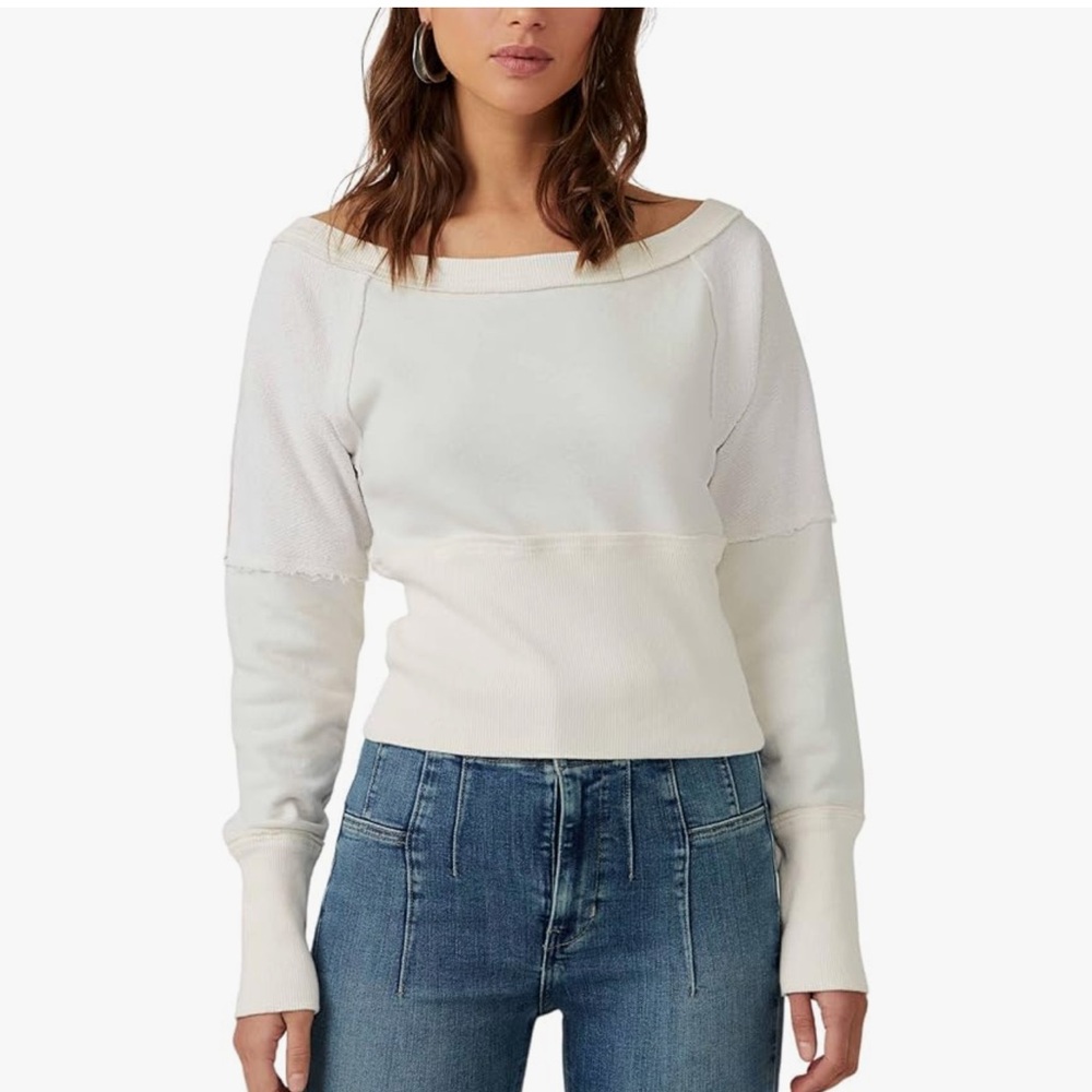 Free People Last Minute Pull Over Tofu Long Sleeve Sweatshirt